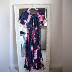 Anthropologie Jaase Navy Floral Maxi Dress Sz S